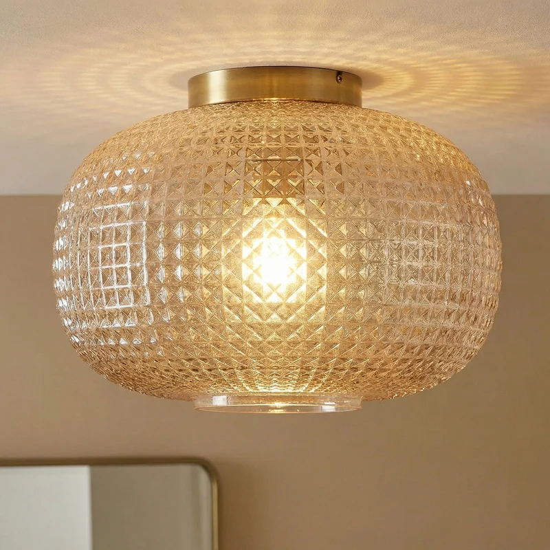 B-Ware Lindby Deckenleuchte Hildur Ø 25 cm amber Glas dimmbar E27 IP20