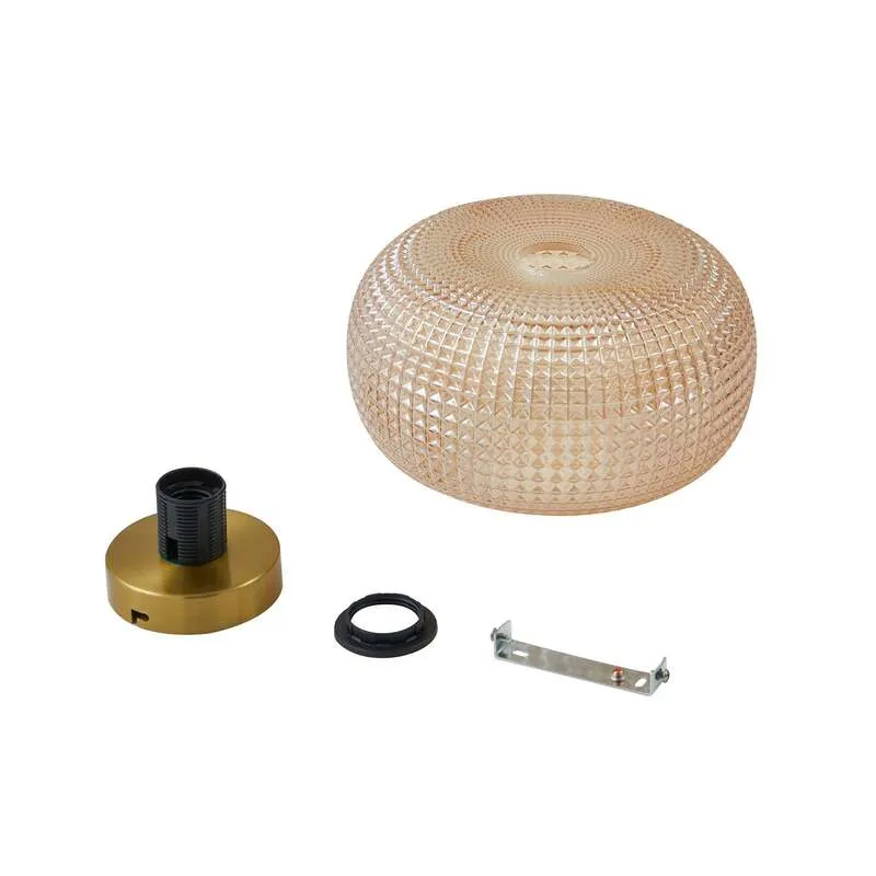 B-Ware Lindby Deckenleuchte Hildur Ø 25 cm amber Glas dimmbar E27 IP20