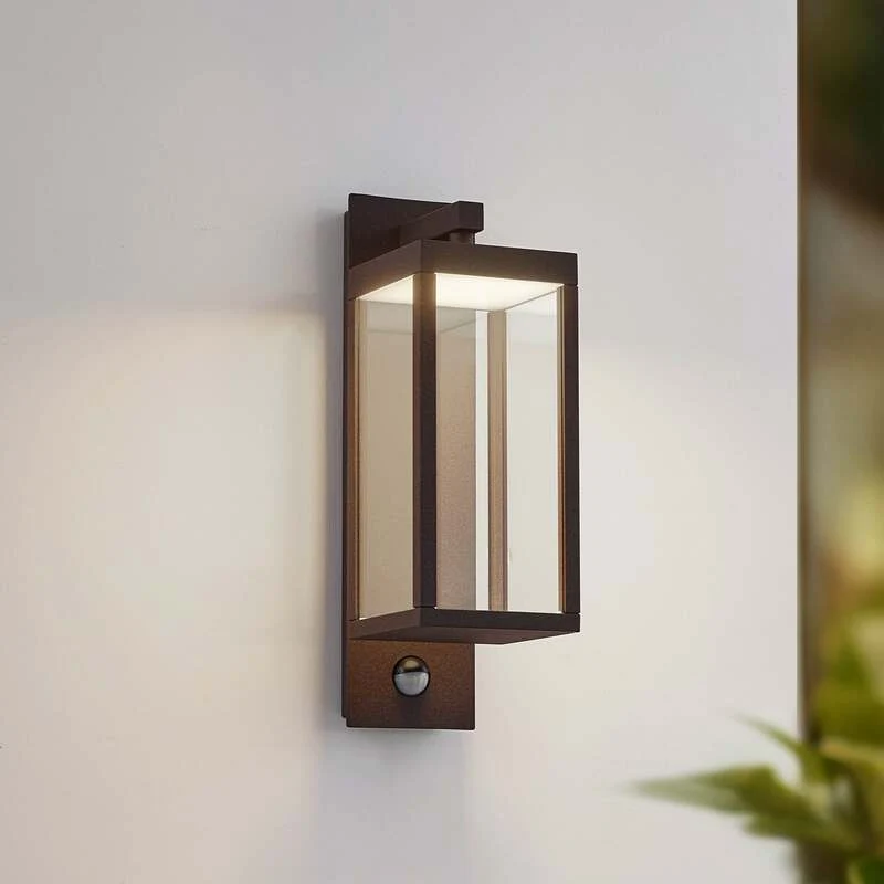 B-Ware Lucande Wandleuchte Außenlampe Ferdinand LED Sensor Bewegungsmelder braun rostfa