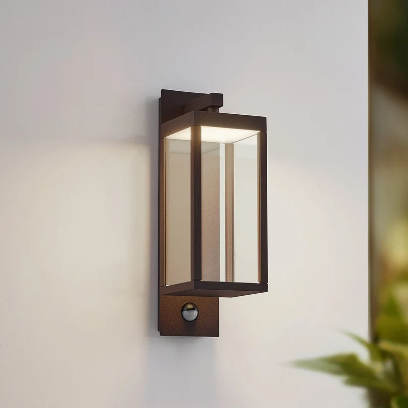 B-Ware Lucande Wandleuchte Außenlampe Ferdinand LED Sensor Bewegungsmelder braun rostfa
