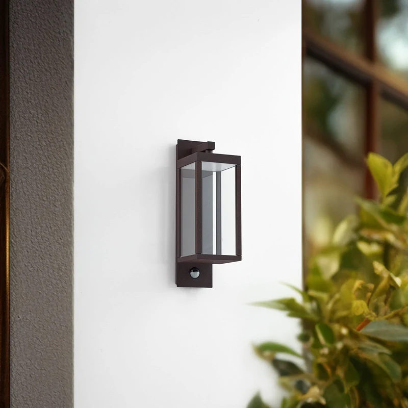 B-Ware Lucande Wandleuchte Außenlampe Ferdinand LED Sensor Bewegungsmelder braun rostfa
