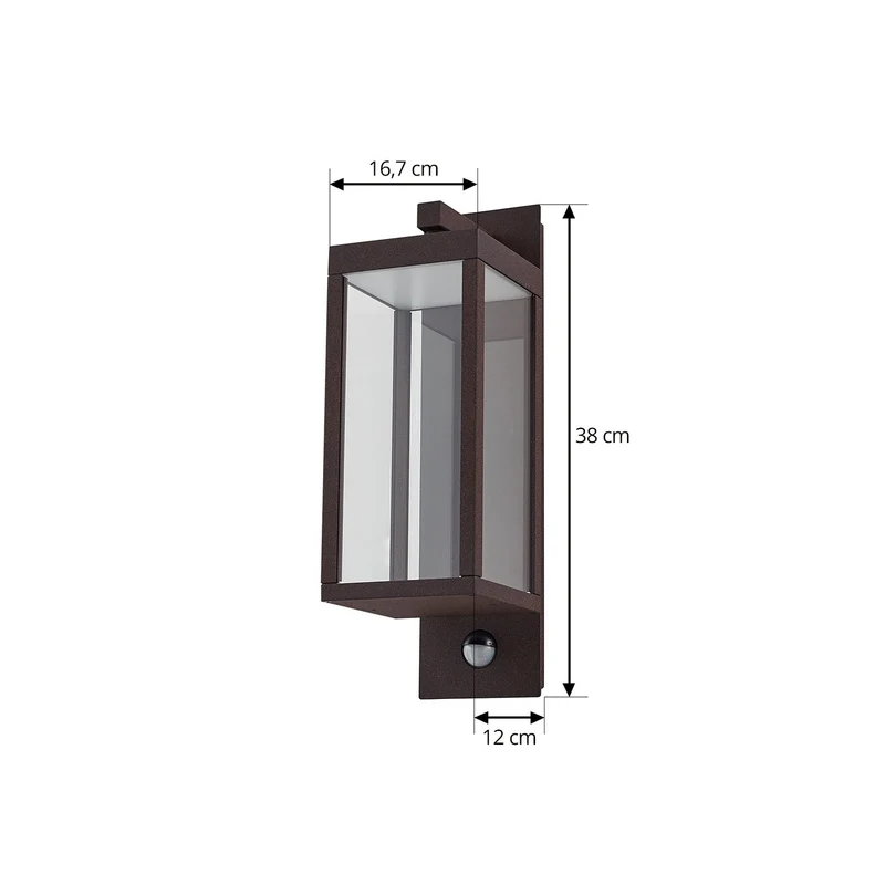 B-Ware Lucande Wandleuchte Außenlampe Ferdinand LED Sensor Bewegungsmelder braun rostfa
