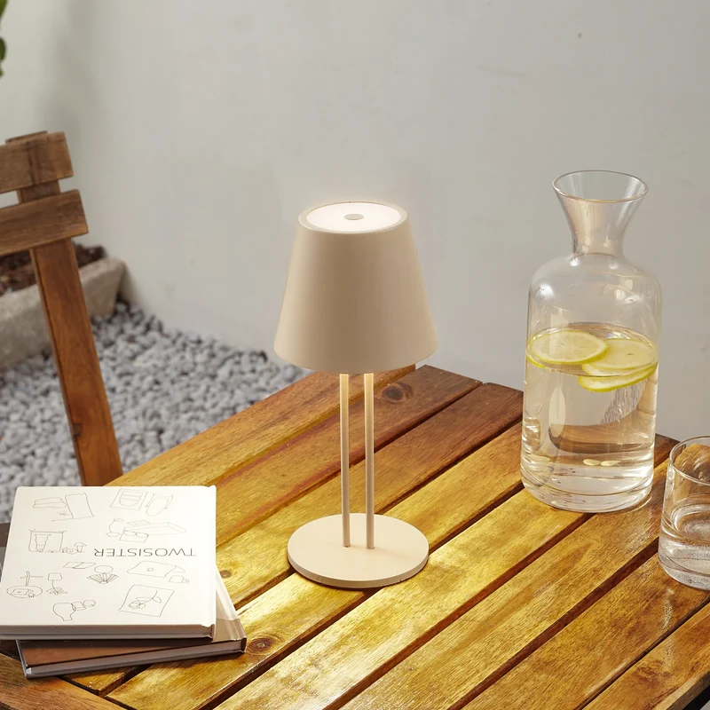 B-Ware Lindby Tischleuchte Akkuleuchte LED Janea beige Metall Kunststoff Akku Touchdim