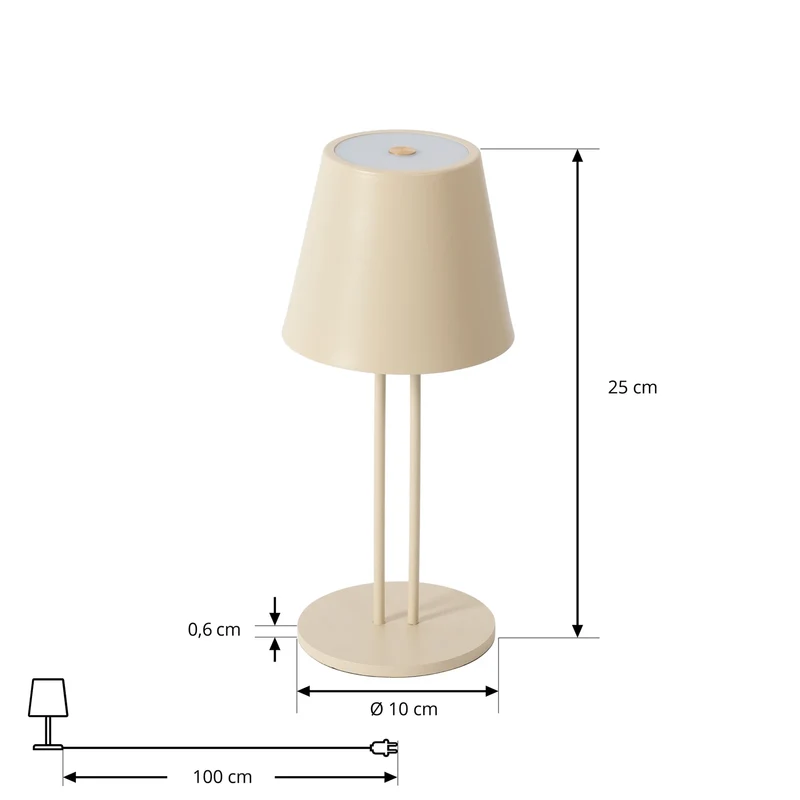 B-Ware Lindby Tischleuchte Akkuleuchte LED Janea beige Metall Kunststoff Akku Touchdim