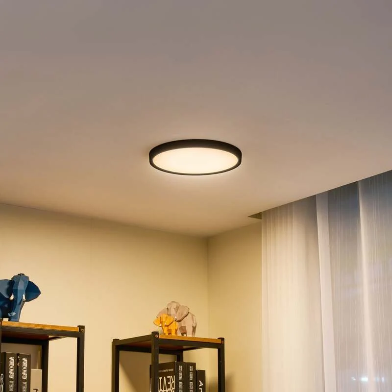 B-Ware Lindby LED-Deckenleuchte Pravin dimmbar Ø 30 cm mattschwarz warmweiß 17 W