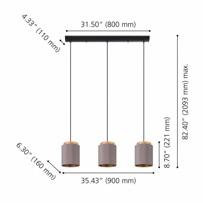 B-Ware Eglo Hängelampe Hängeleuchte Albariza LED Pendelleuchte dimmbar braun 3-flammig