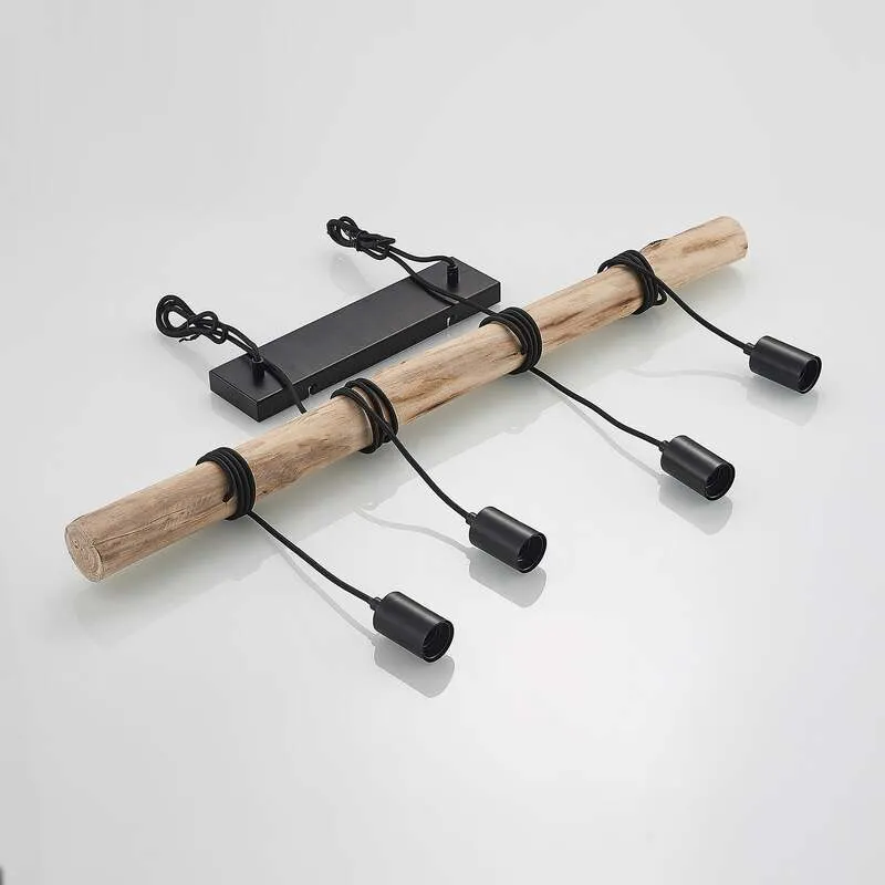 B-Ware Lindby Hängeleuchte Ferris 4-flammig LED Pendelleuchte Lampe Holz schwarz 90cm