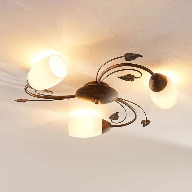 B-Ware Lindby Deckenleuchte Stefania LED Lampe Leuchte dimmbar schwarz-gold Ø46cm 3-flg