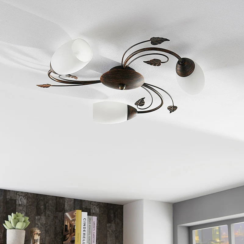 B-Ware Lindby Deckenleuchte Stefania LED Lampe Leuchte dimmbar schwarz-gold Ø46cm 3-flg