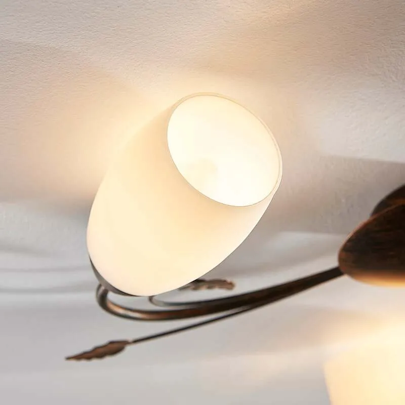 B-Ware Lindby Deckenleuchte Stefania LED Lampe Leuchte dimmbar schwarz-gold Ø46cm 3-flg
