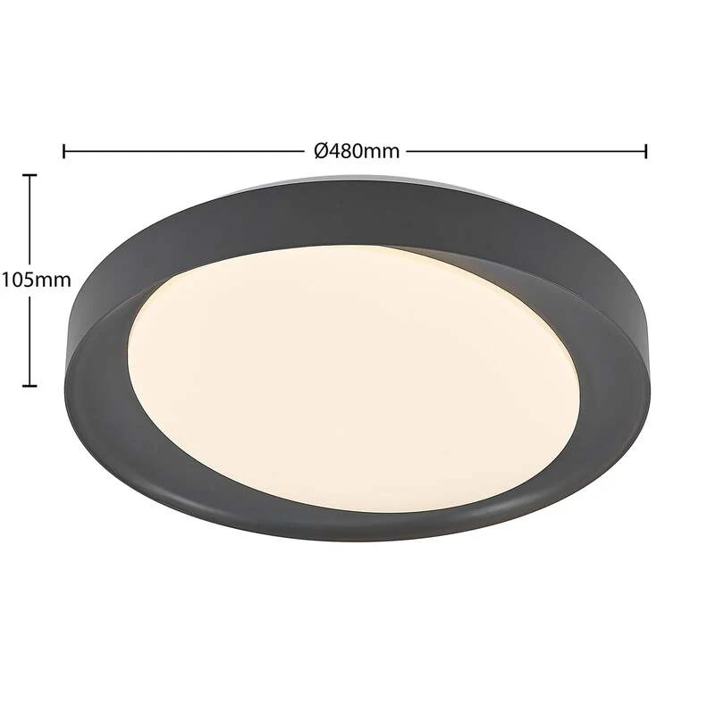 B-Ware Lindby Deckenleuchte Alyano LED dimmbar RGB CCT Fernbedienung 48cm dunkelgrau
