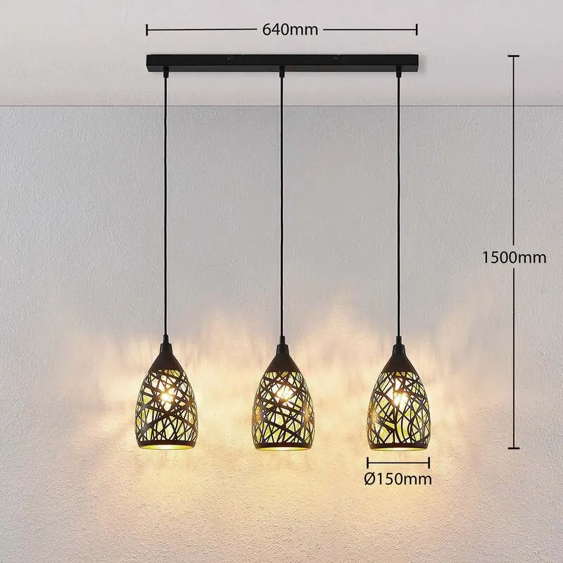 B-Ware Lindby Pendelleuchte Hängeleuchte Marcello LED Lampe dimmbar schwarz-gold 75cm