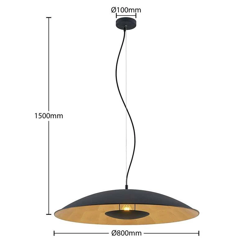 B-Ware Lindby Hängelampe Hängeleuchte Narisara LED Pendelleuchte dimmbar schwarz-gold