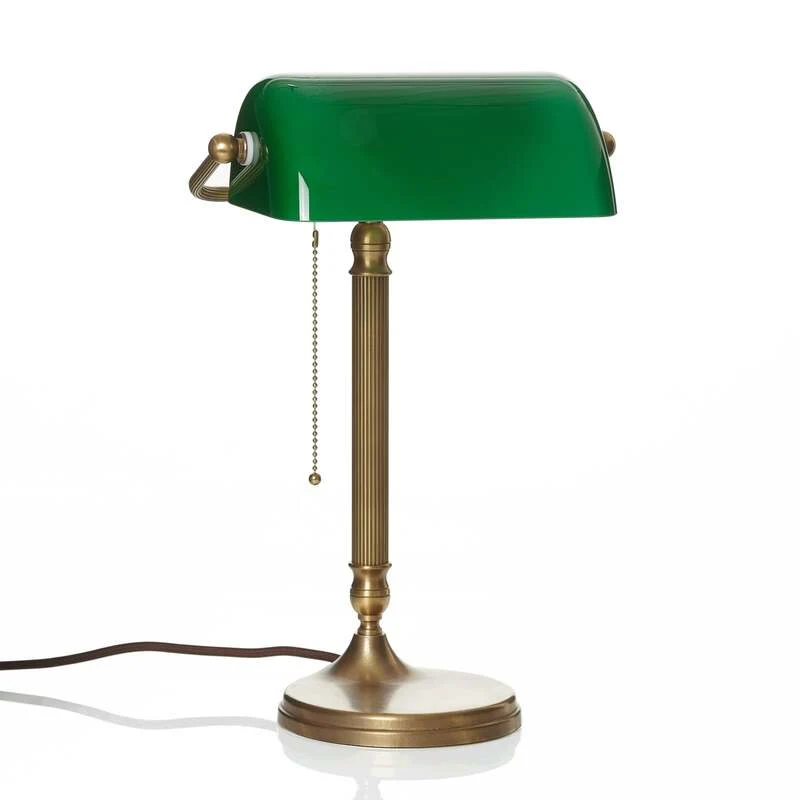 B-Ware Berliner Messinglampen Bankerleuchte JIVAN LED Tischlampe Lampe grün messing