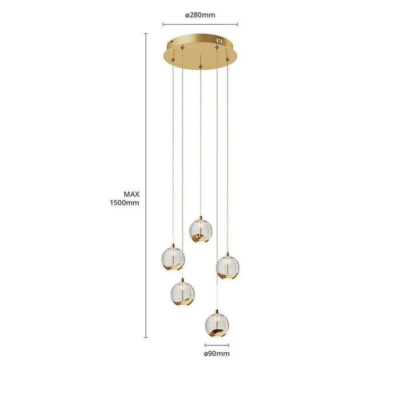 B-Ware Lucande Pendelleuchte Hängeleuchte Hayley LED Lampe 5-flg Blasenstruktur gold