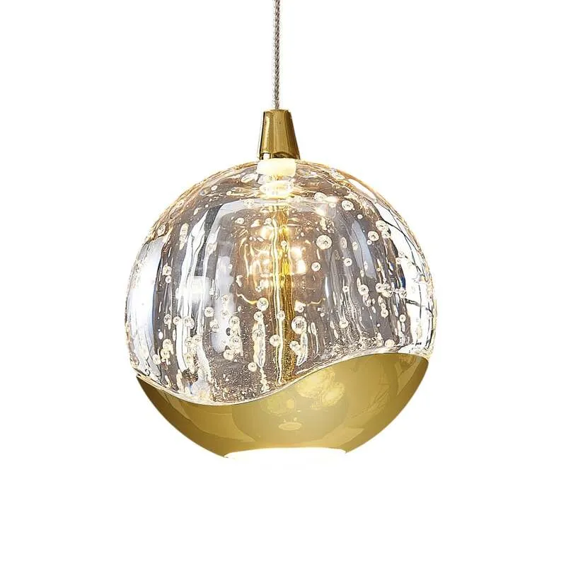 B-Ware Lucande Pendelleuchte Hängeleuchte Hayley LED Lampe 5-flg Blasenstruktur gold