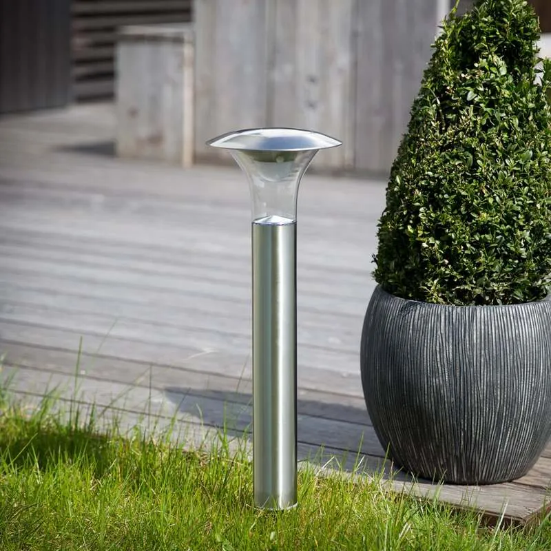 B-Ware Lindby Solar-Gartenleuchte Jolin LED Außenleuchte Edelstahl 66cm IP44