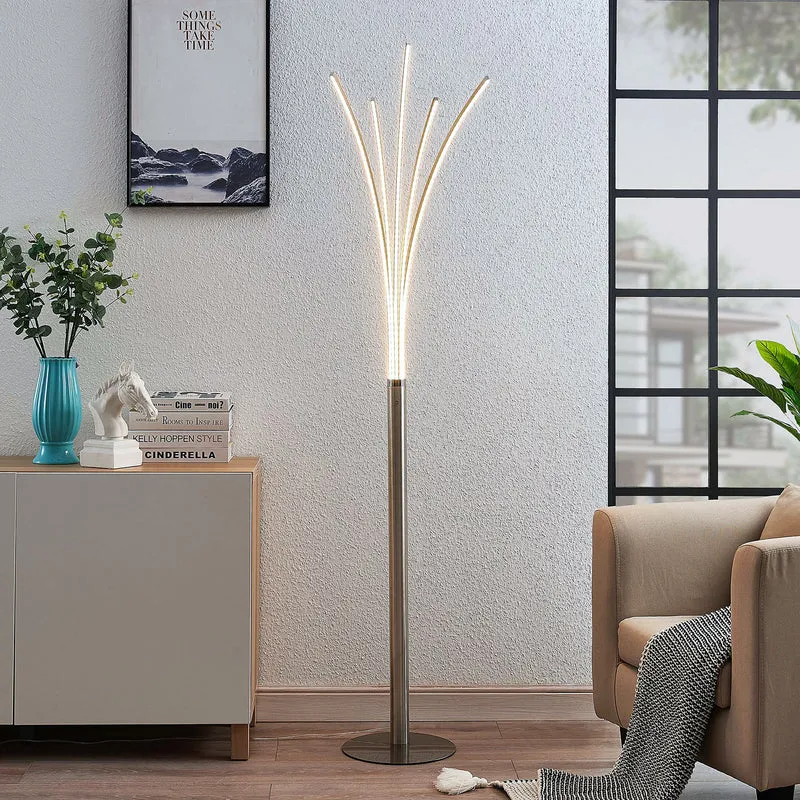 B-Ware Lindby Stehleuchte Standleuchte LED Boba Metall nickel matt warmweiß 185 cm