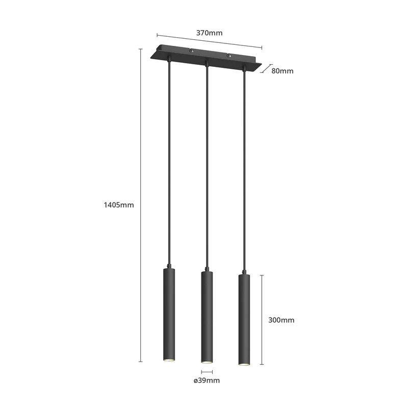 B-Ware Arcchio Pendelleuchte Hängelampe LED Franka schwarz Aluminium lang