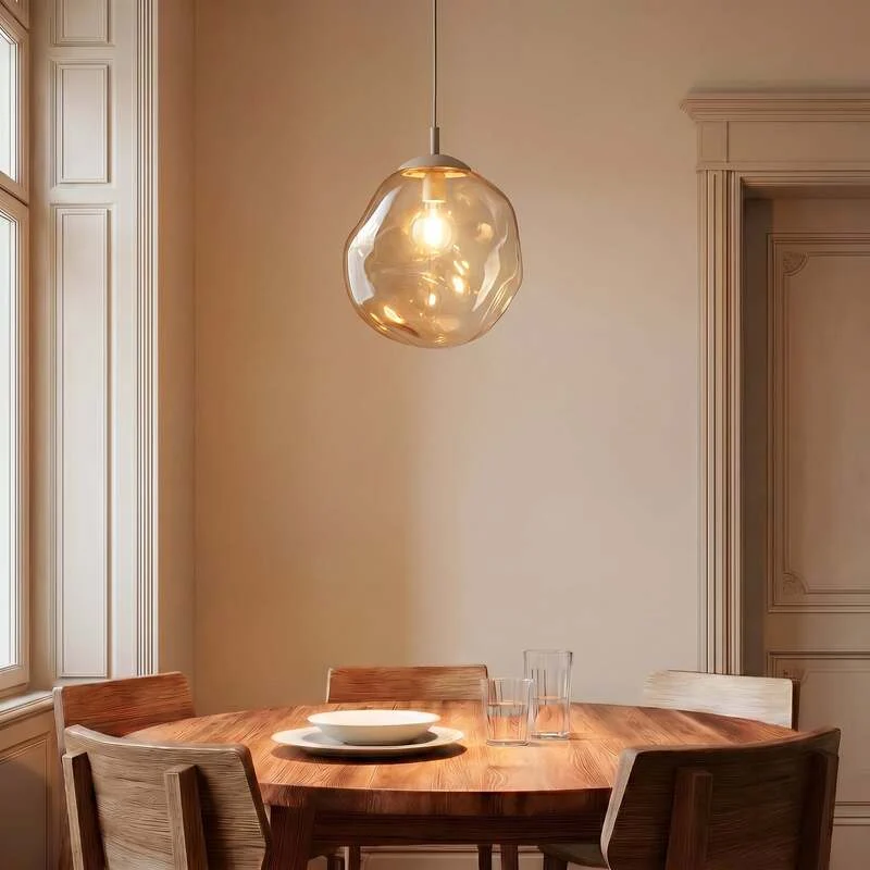 B-Ware TK Lighting Hängeleuchte Pendelleuchte Lava Glas Sand Cognac E27 LED Ø 35 cm