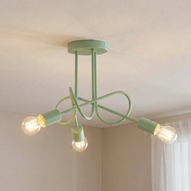 B-Ware Deckenleuchte Lampe Oxford Metall grün Beleuchtung E27 Leuchte LED 3 flammig