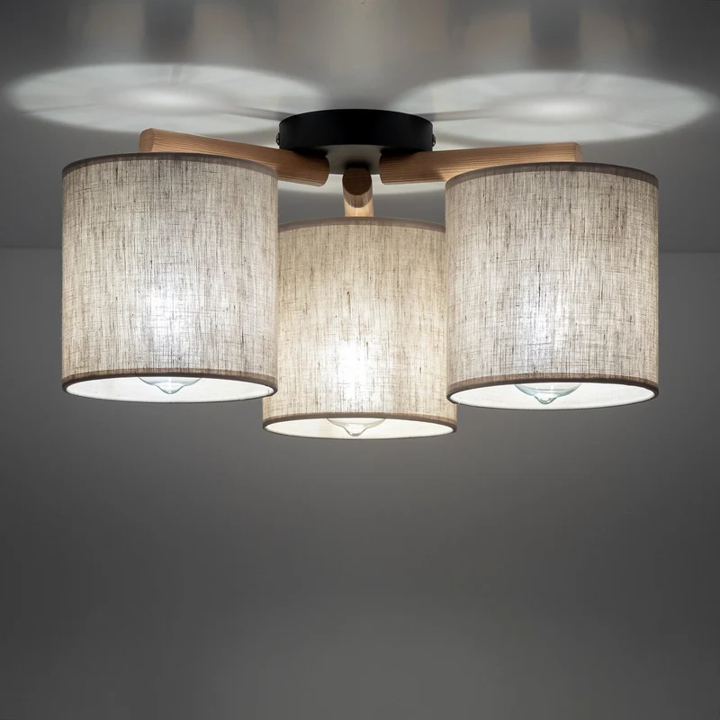 B-Ware TK Lighting Deckenlampe Lampe Synonym Deva Textil Baumwolle Holz beige schwarz