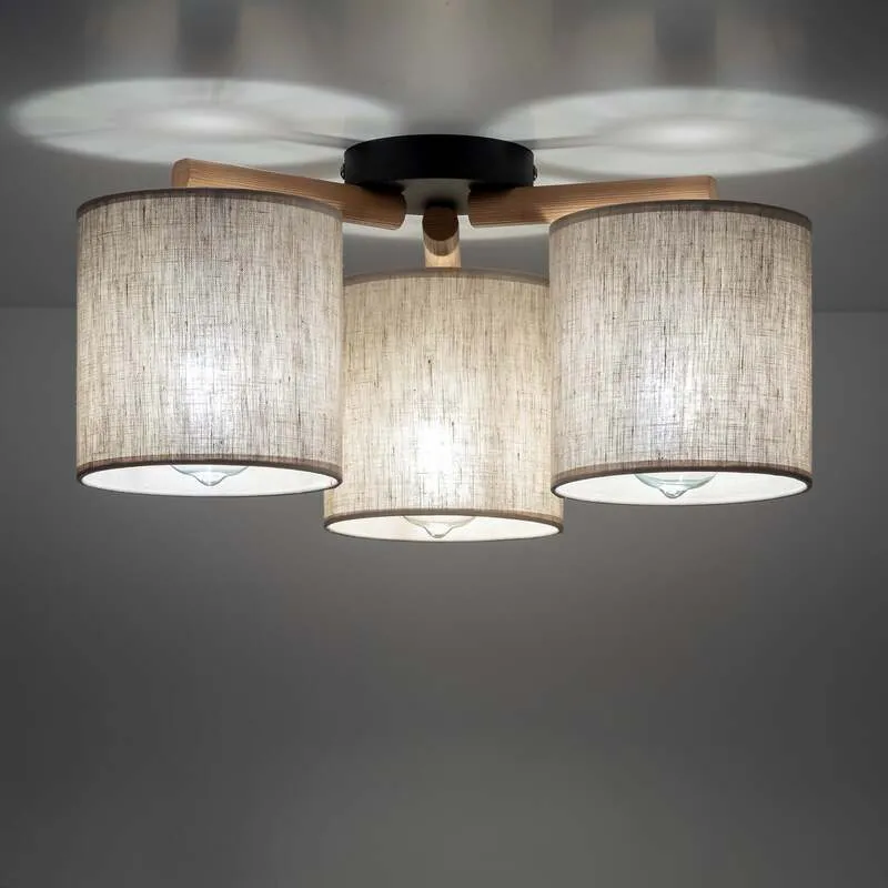 B-Ware TK Lighting Deckenlampe Lampe Synonym Deva Textil Baumwolle Holz beige schwarz