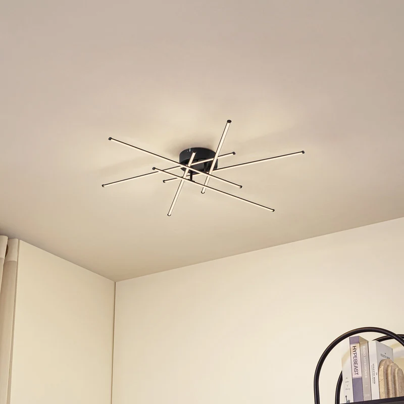 B-Ware Lindby Deckenleuchte Lampe LED Elviano schwarz Ø 80 cm 3000 K Aluminium Leuchte