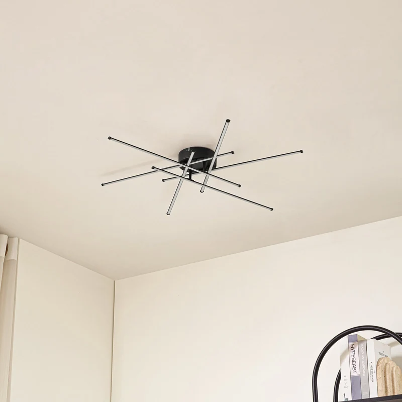 B-Ware Lindby Deckenleuchte Lampe LED Elviano schwarz Ø 80 cm 3000 K Aluminium Leuchte
