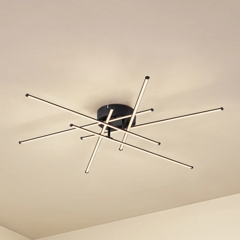 B-Ware Lindby Deckenleuchte Lampe LED Elviano schwarz Ø 80 cm 3000 K Aluminium Leuchte