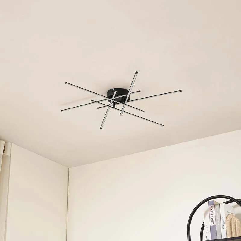B-Ware Lindby Deckenleuchte Lampe LED Elviano schwarz Ø 80 cm 3000 K Aluminium Leuchte