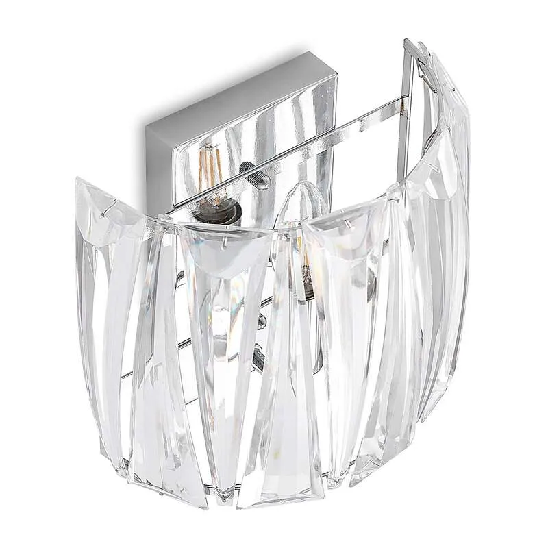 B-Ware Lindby Wandleuchte Wandlampe Sofia LED Leuchte dimmbar chrom transparent 23cm