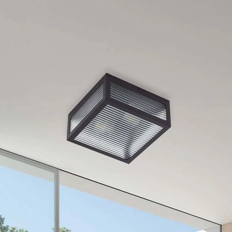 B-Ware Lindby Außendeckenleuchte Bolgar LED Gartenleuchte dimmbar schwarz 29x29cm