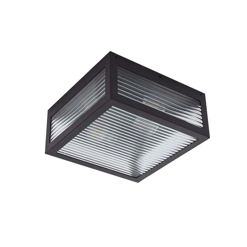 B-Ware Lindby Außendeckenleuchte Bolgar LED Gartenleuchte dimmbar schwarz 29x29cm