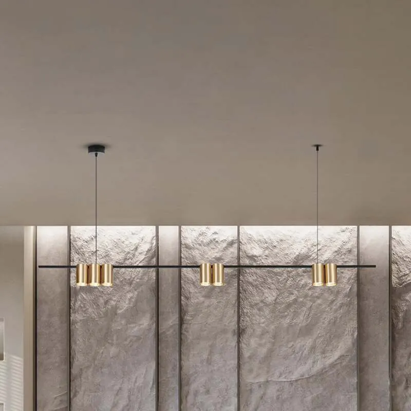 B-Ware Hängelampe Genesis Alu schwarz/gold 7 x GU10 Länge 150 cm Hängeleuchte Lampe