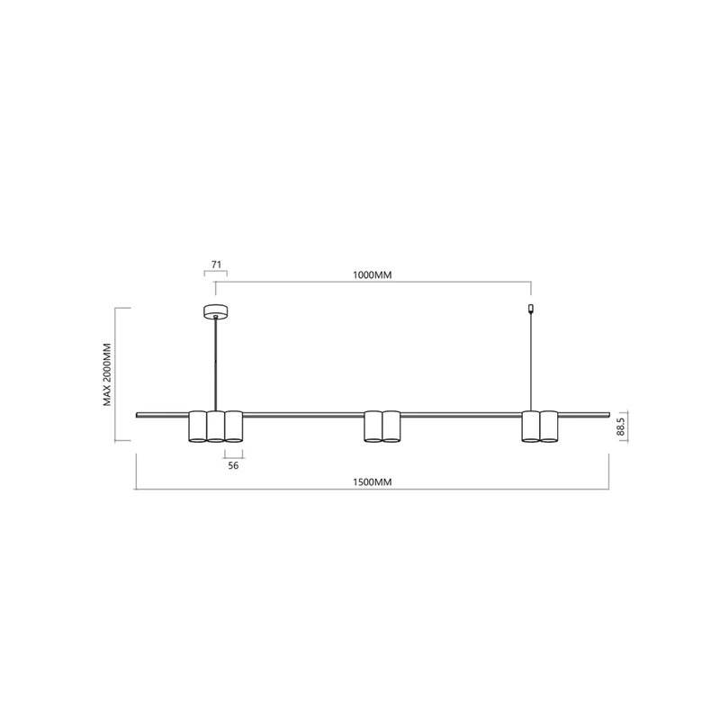 B-Ware Hängelampe Genesis Alu schwarz/gold 7 x GU10 Länge 150 cm Hängeleuchte Lampe