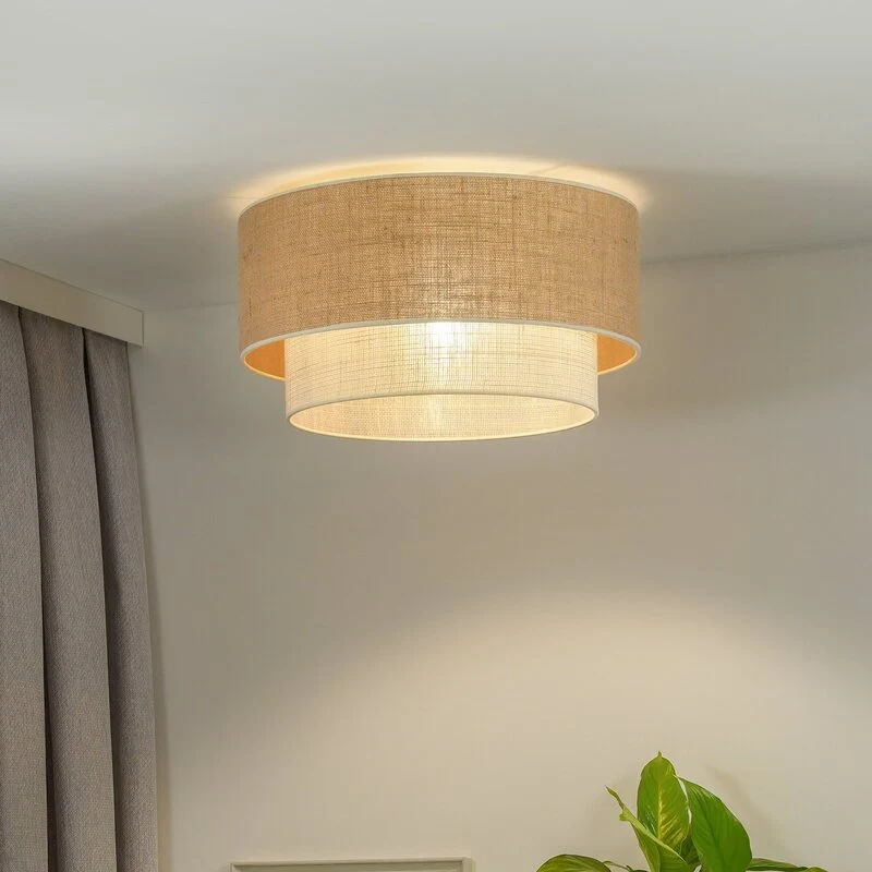 B-Ware Euluna Deckenleuchte Boho Jute naturbraun weiß Ø 60 cm Deckenlampe Lampe Leuchte