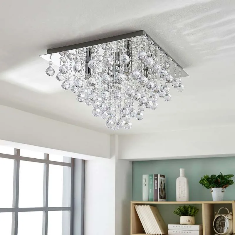 B-Ware Lindby Deckenleuchte Annica LED Lampe Leuchte dimmbar chrom 42x42cm 5-flammig