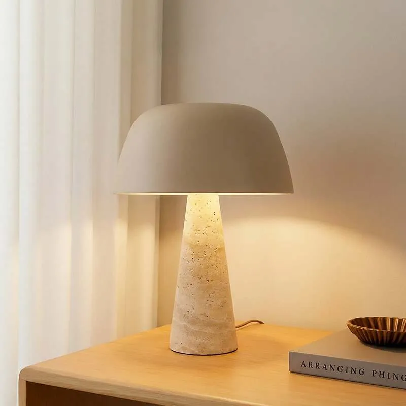 B-Ware Lindby Tischleuchte Magritt beige Metall Stein 41 cm E27 Schalter am Kabel