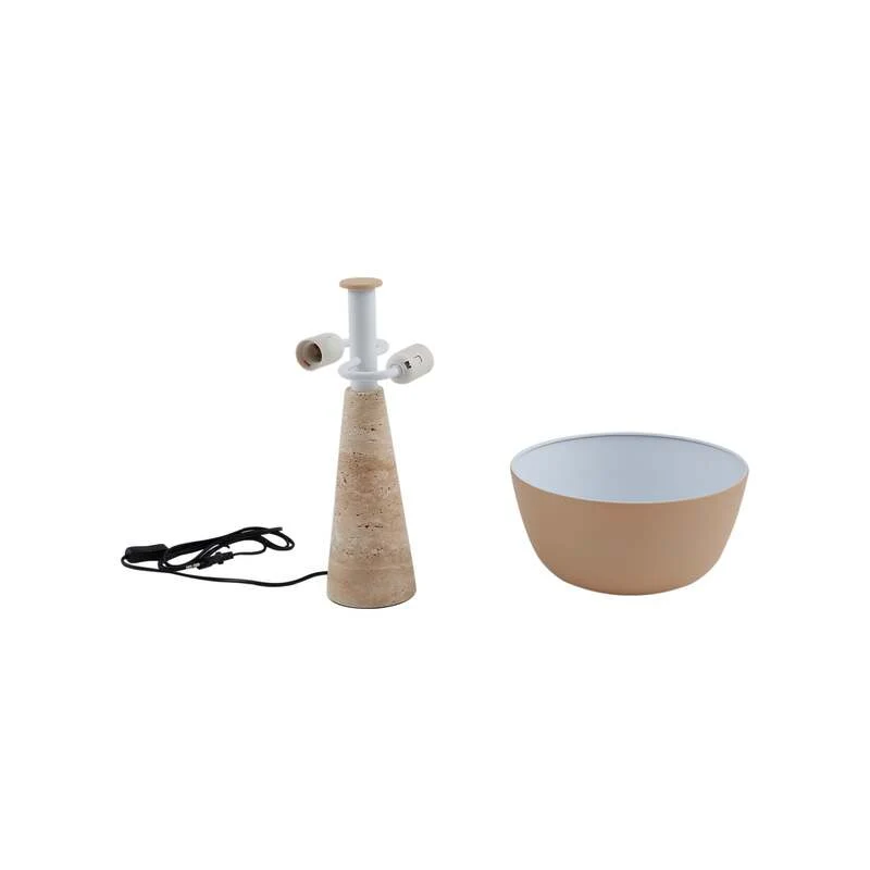 B-Ware Lindby Tischleuchte Magritt beige Metall Stein 41 cm E27 Schalter am Kabel