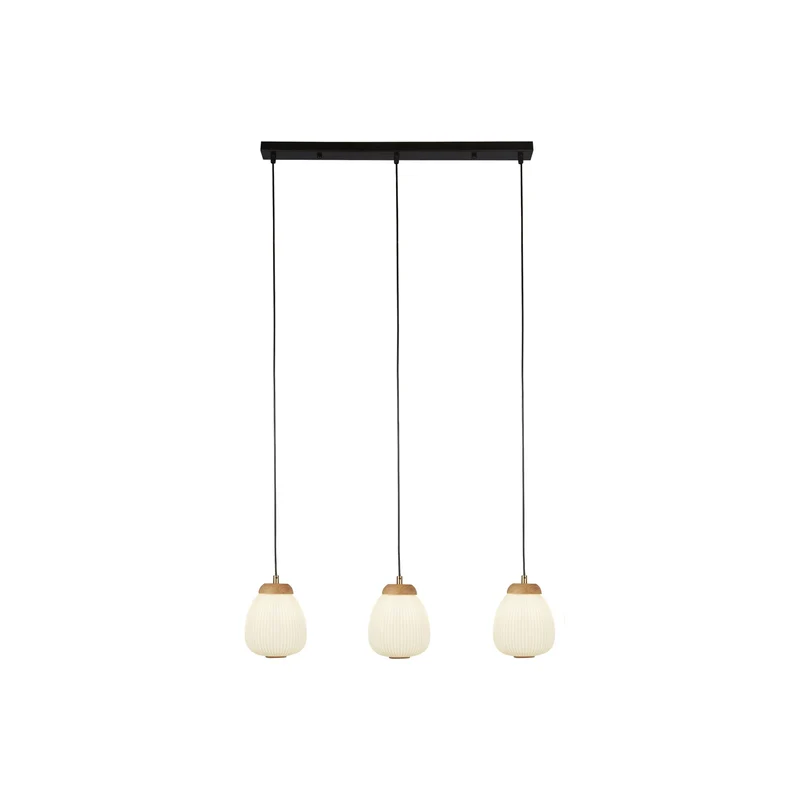 B-Ware Searchlight Hängeleuchte Ella 3-flammig weiß Holz dimmbar E14 21W 78,5cm