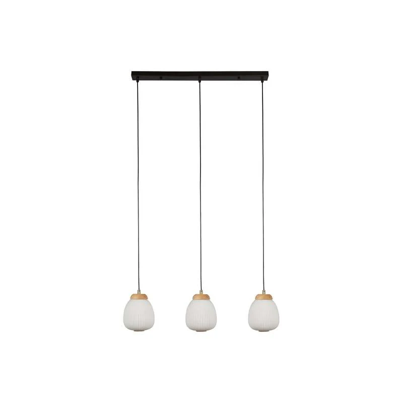 B-Ware Searchlight Hängeleuchte Ella 3-flammig weiß Holz dimmbar E14 21W 78,5cm