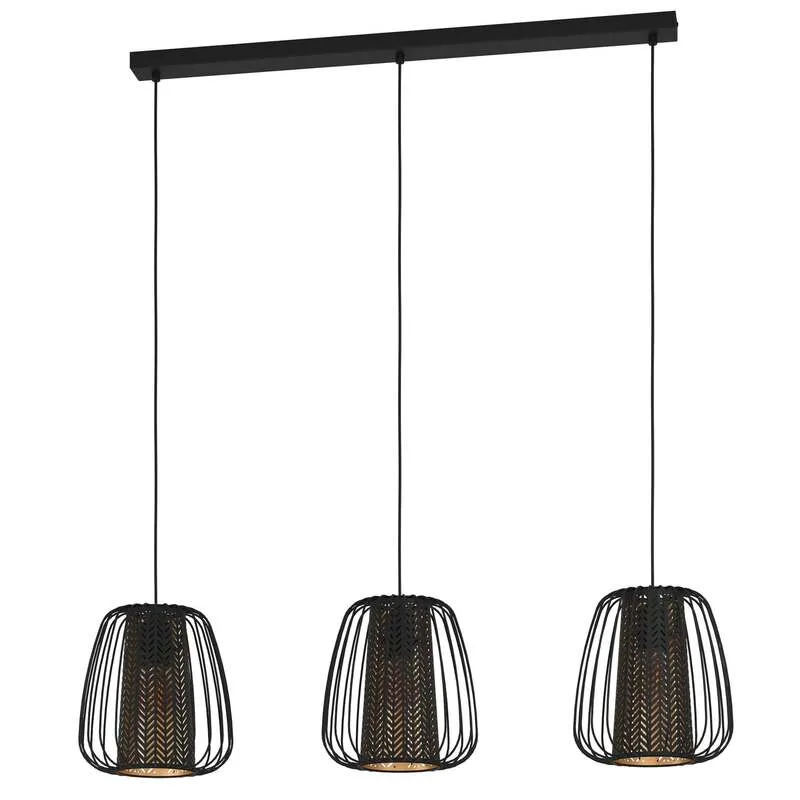 B-Ware Eglo Hängeleuchte Curasao LED Pendelleuchte Lampe 3-flammig dimmbar schwarz gold