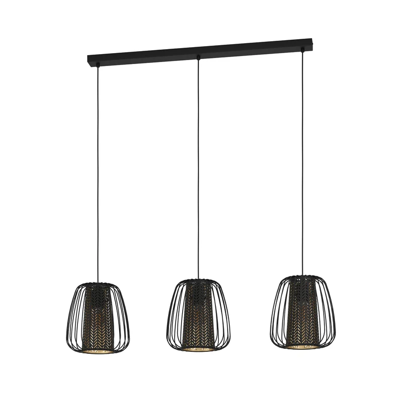 B-Ware Eglo Hängeleuchte Curasao LED Pendelleuchte Lampe 3-flammig dimmbar schwarz gold