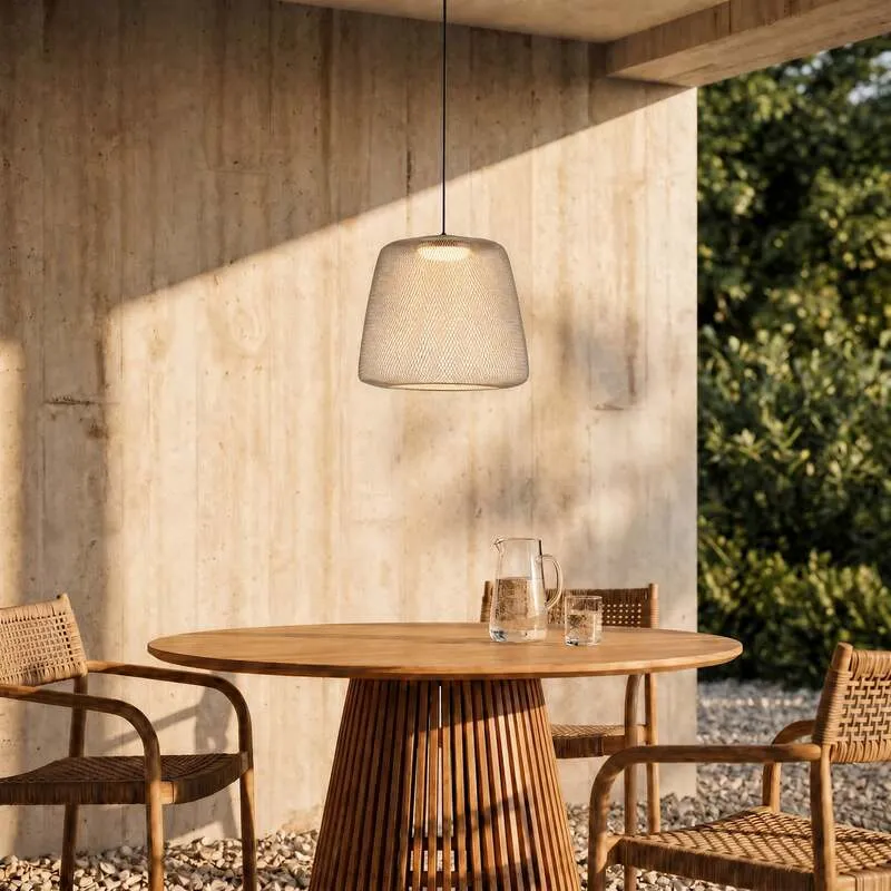 B-Ware Lucande Außenhängelampe Korvyn LED Gartenleuchte dimmbar grau IP44 Ø50cm