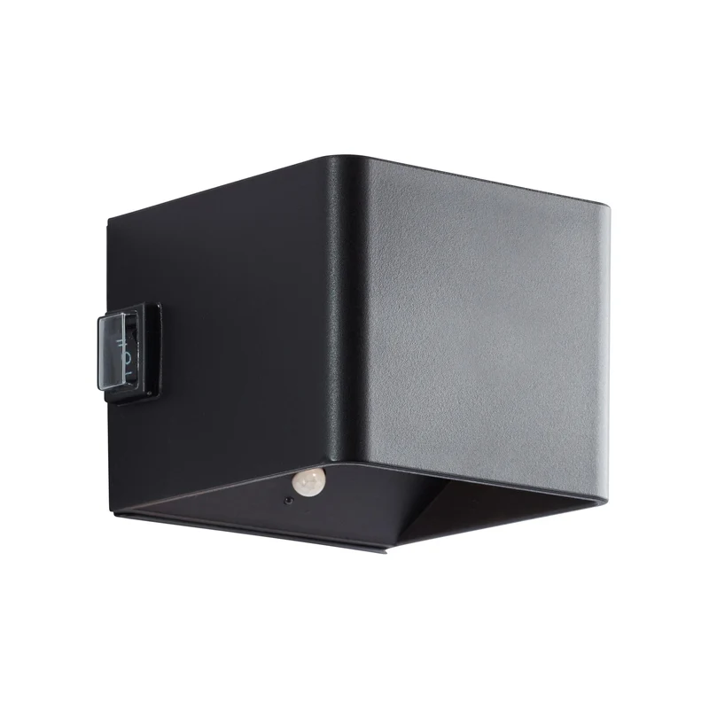B-Ware Brilliant Außenwandleuchte LED Iseo schwarz mit Bewegungsmelder 10cm IP44 3000K