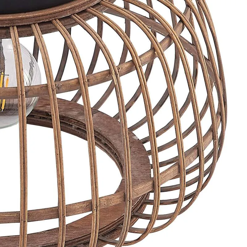 B-Ware Lindby Deckenleuchte Bominio LED Lampe Rattan schwarz matt Ø40cm dimmbar 24,5cm
