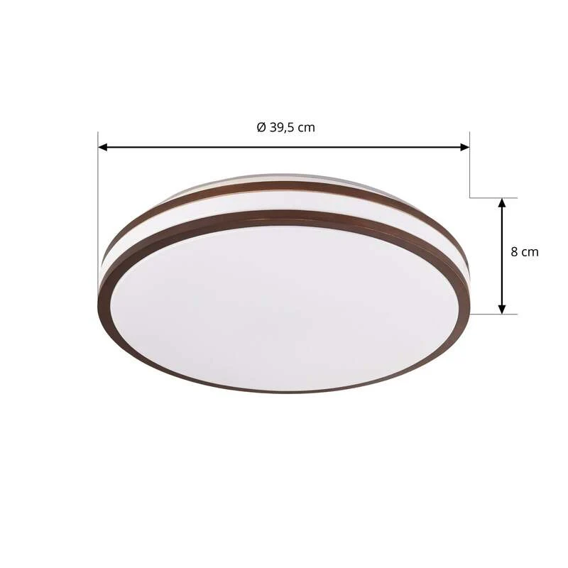 B-Ware Lindby Deckenleuchte Emiva LED Lampe Leuchte Holz dunkel Ø40cm CCT 3000K-6500K