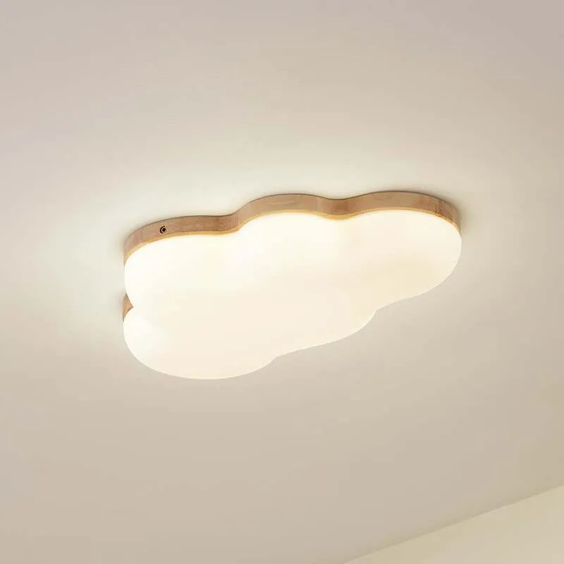 B-Ware Lindby Deckenleuchte Lampe LED Wolke Pilvi Kunststoff weiß Holz 50 cm Lieferumfa