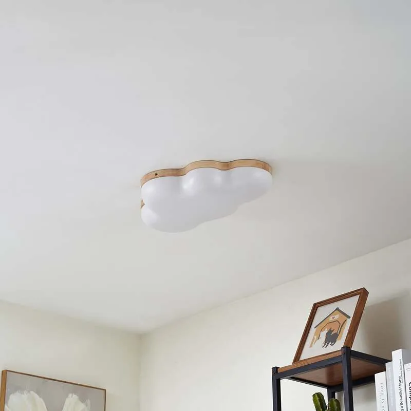B-Ware Lindby Deckenleuchte Lampe LED Wolke Pilvi Kunststoff weiß Holz 50 cm Lieferumfa